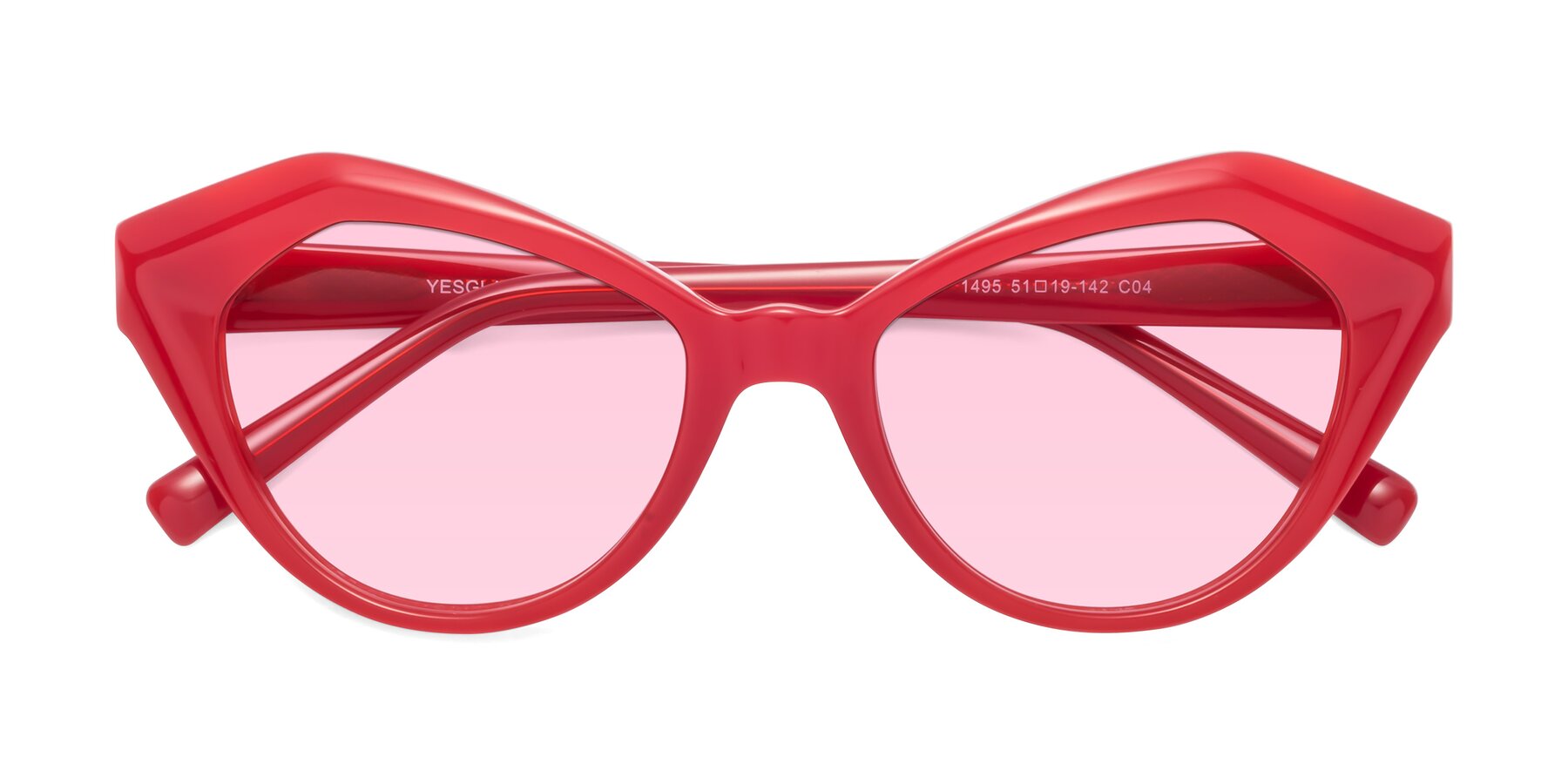 Folded Front of 1495 in Blaze with Light Pink Tinted Lenses