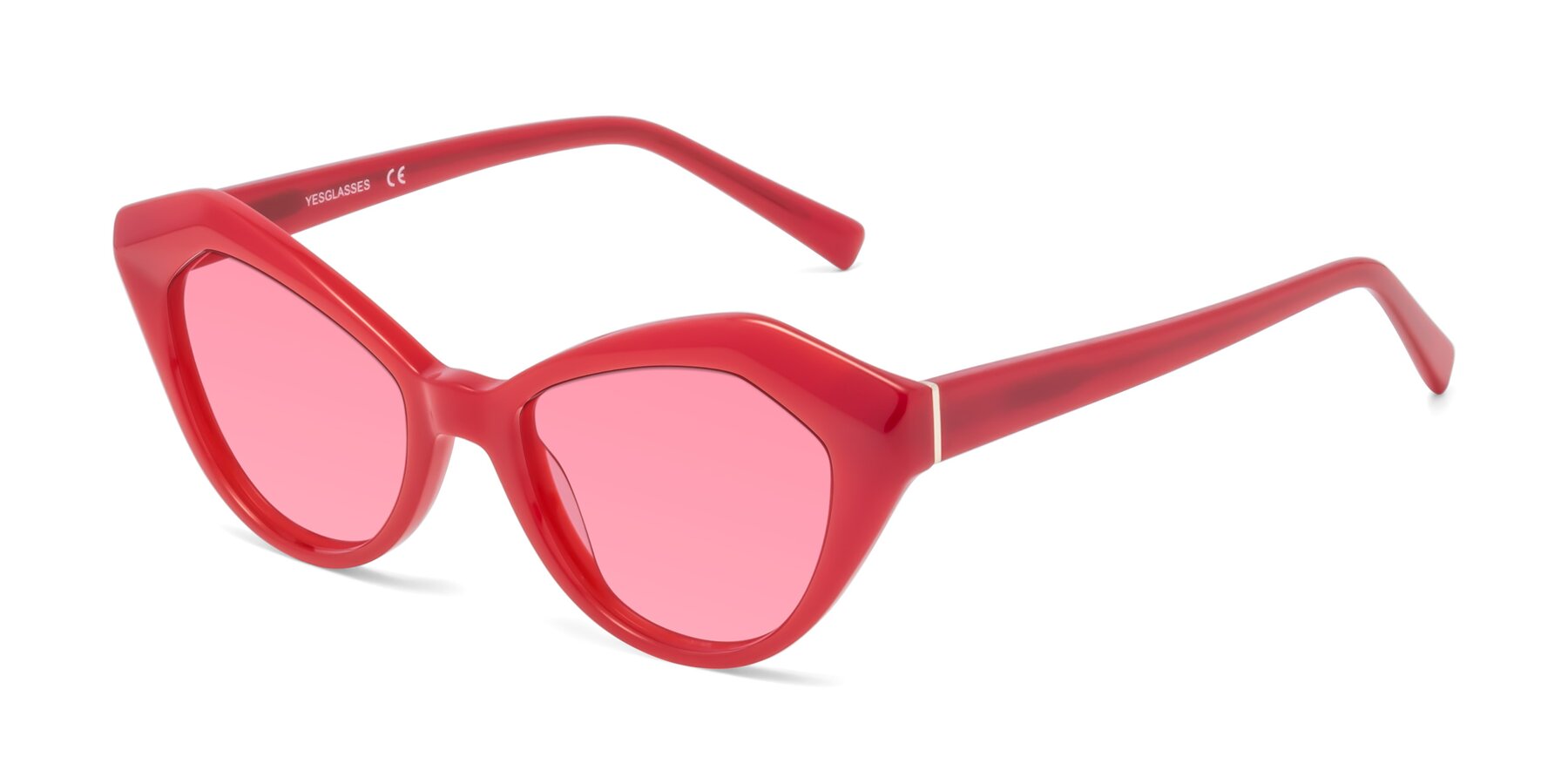 Angle of 1495 in Blaze with Medium Pink Tinted Lenses