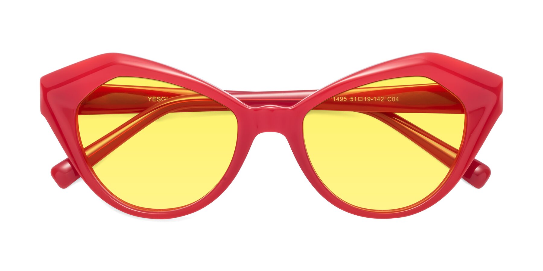 Folded Front of 1495 in Blaze with Medium Yellow Tinted Lenses
