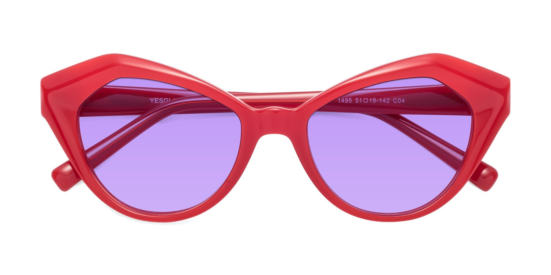 Folded Front of 1495 in Blaze with Medium Purple Tinted Lenses