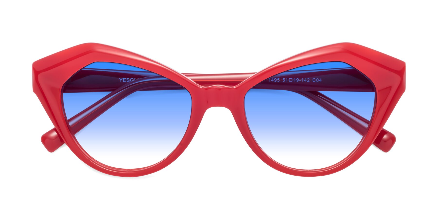 Folded Front of 1495 in Blaze with Blue Gradient Lenses