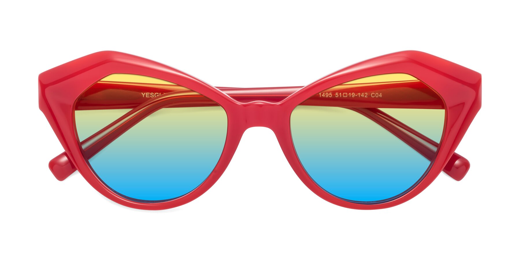 Folded Front of 1495 in Blaze with Yellow / Blue Gradient Lenses