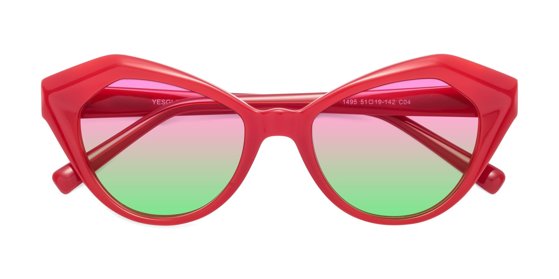 Folded Front of 1495 in Blaze with Pink / Green Gradient Lenses