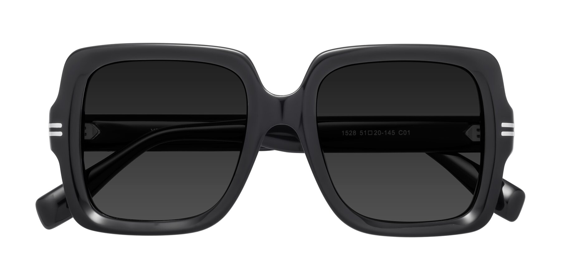 Folded Front of 1528 in Black with Gray Polarized TAC Lenses