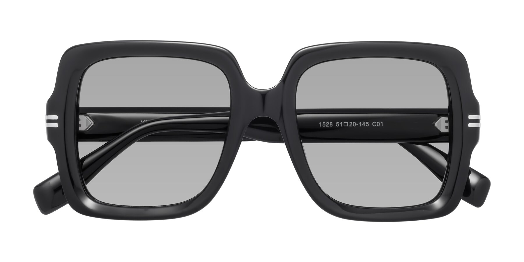 Folded Front of 1528 in Black with Light Gray Tinted Lenses