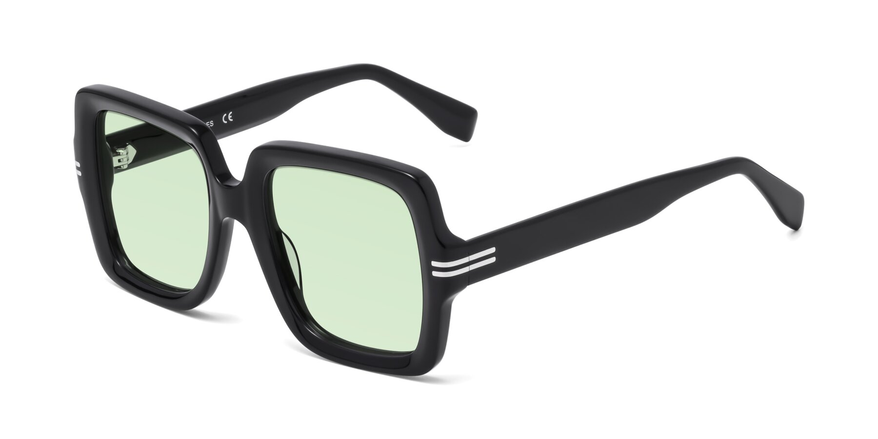 Angle of 1528 in Black with Light Green Tinted Lenses