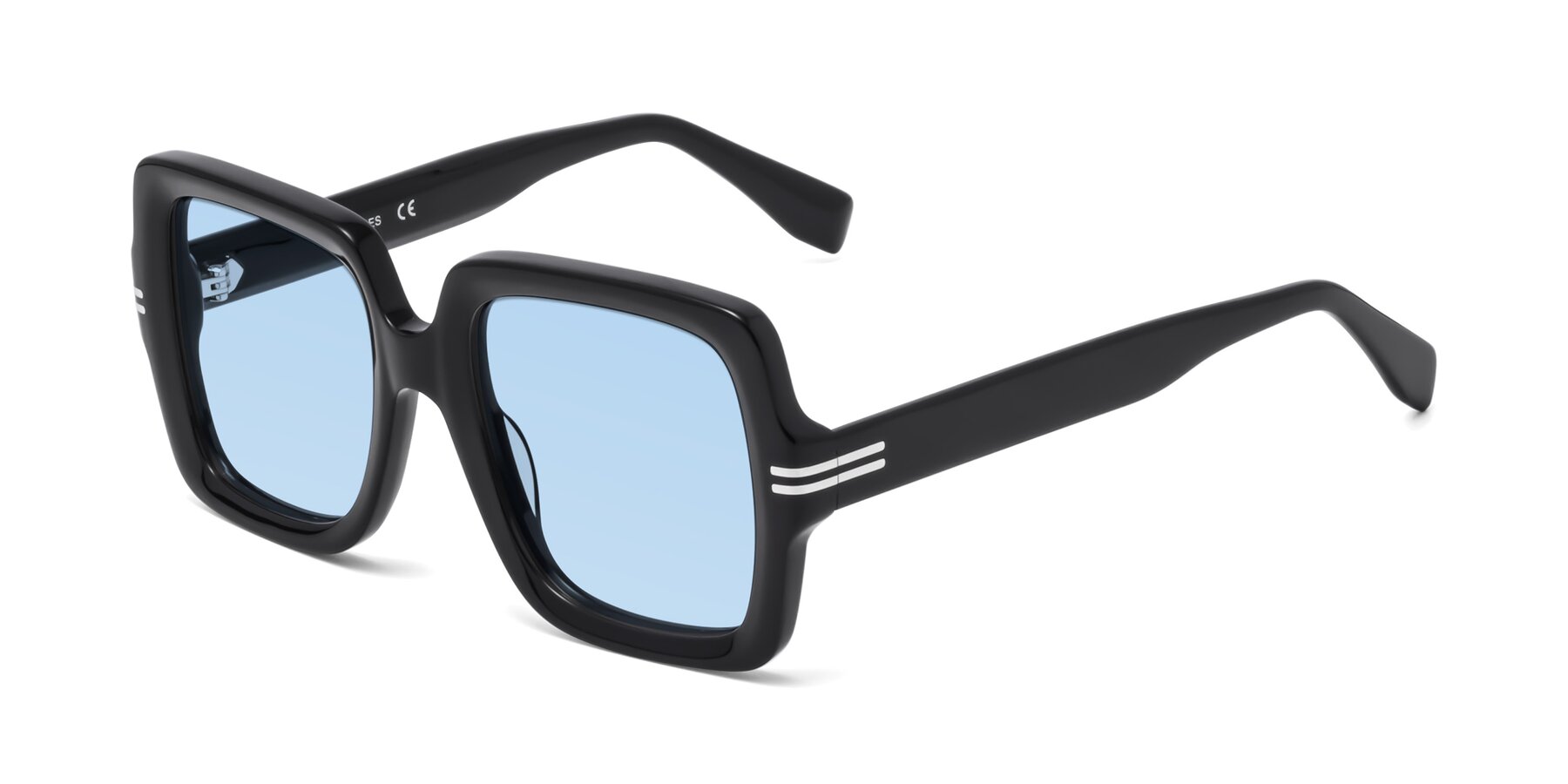 Angle of 1528 in Black with Light Blue Tinted Lenses