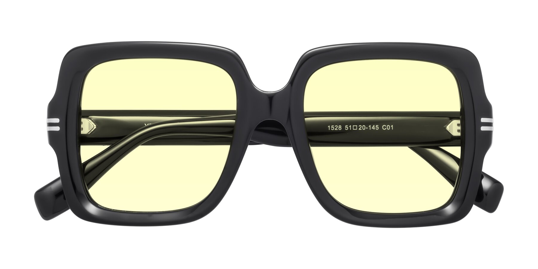 Folded Front of 1528 in Black with Light Yellow Tinted Lenses