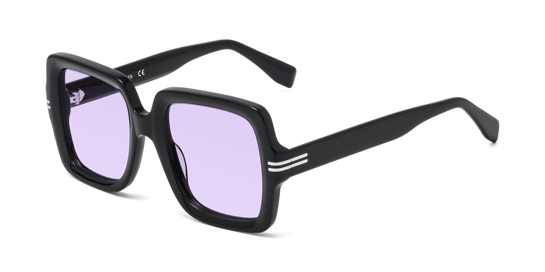 Angle of 1528 in Black with Light Purple Tinted Lenses