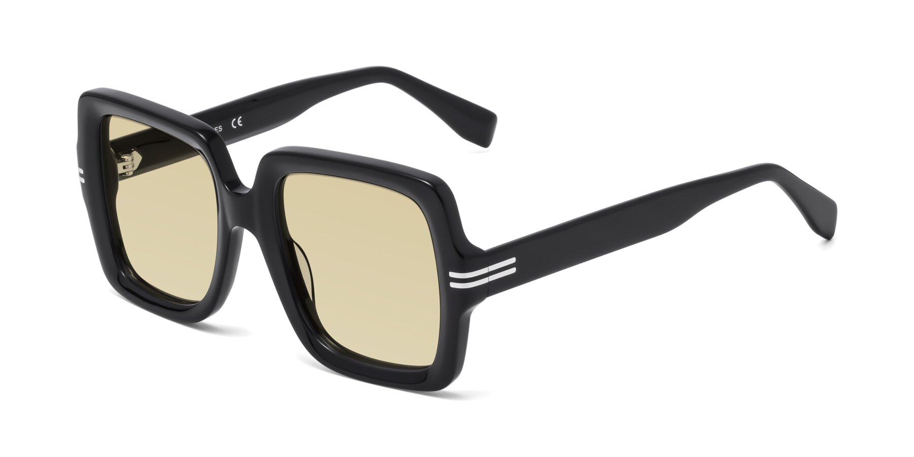 Angle of 1528 in Black with Light Champagne Tinted Lenses