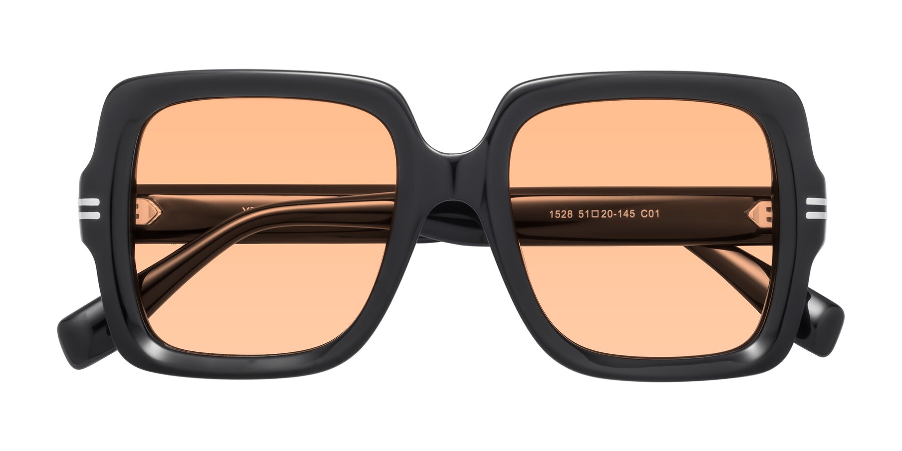 Folded Front of 1528 in Black with Light Orange Tinted Lenses