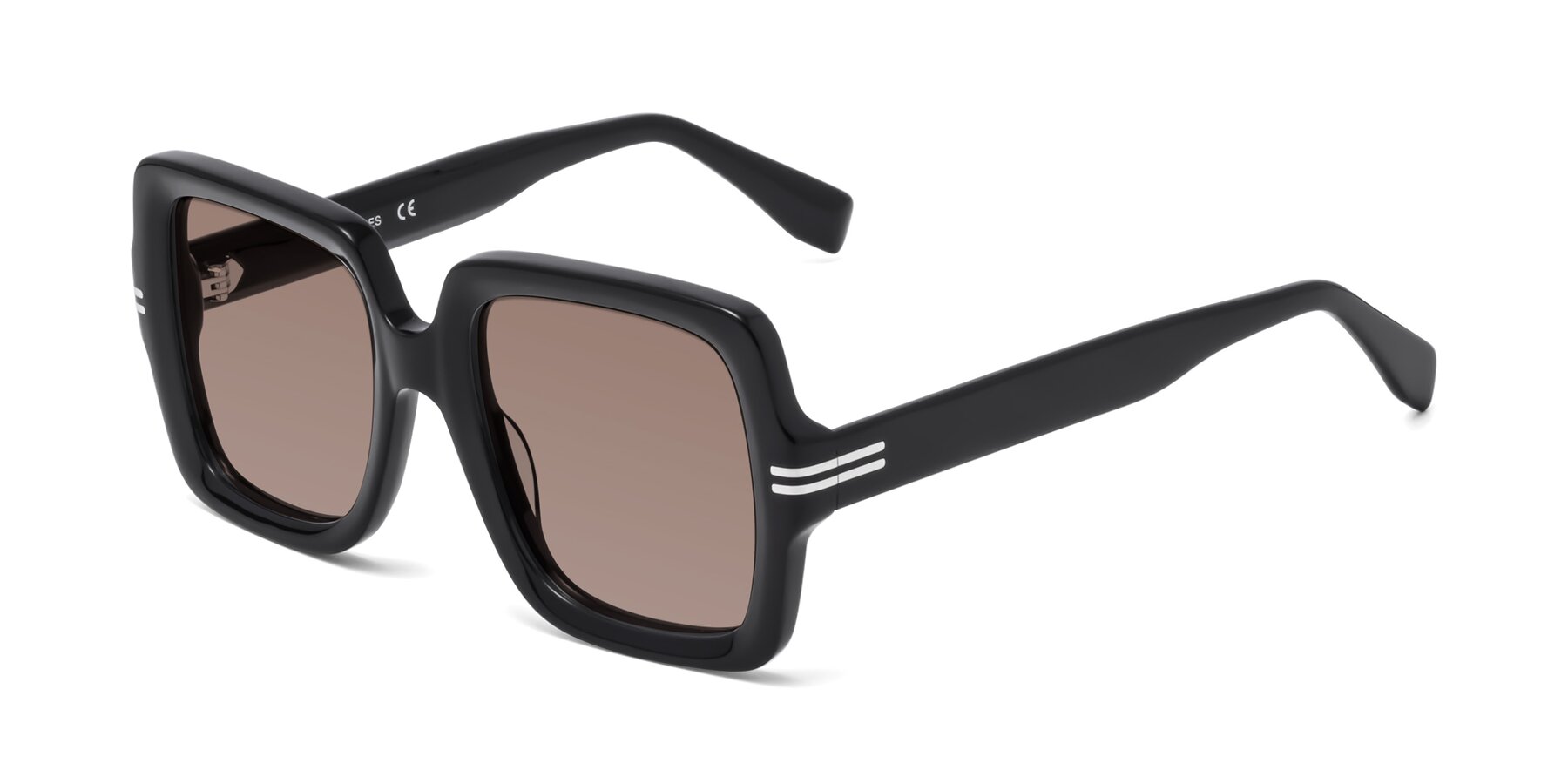 Angle of 1528 in Black with Medium Brown Tinted Lenses