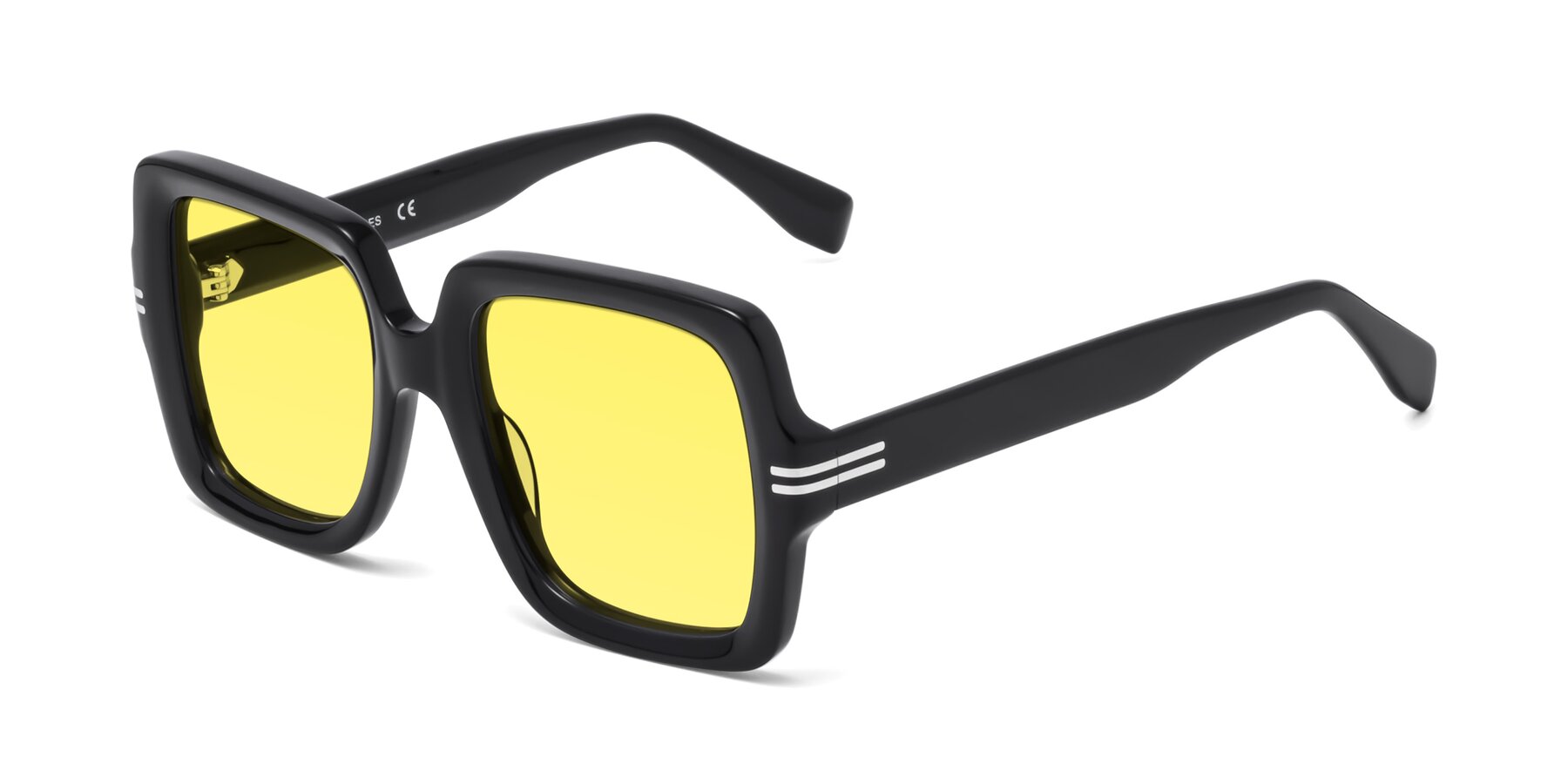 Angle of 1528 in Black with Medium Yellow Tinted Lenses