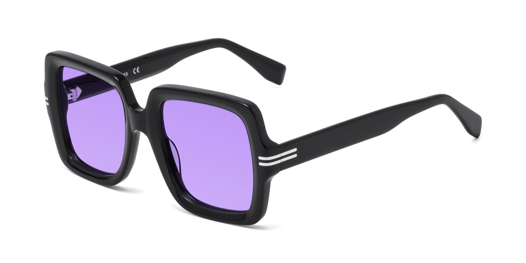 Angle of 1528 in Black with Medium Purple Tinted Lenses