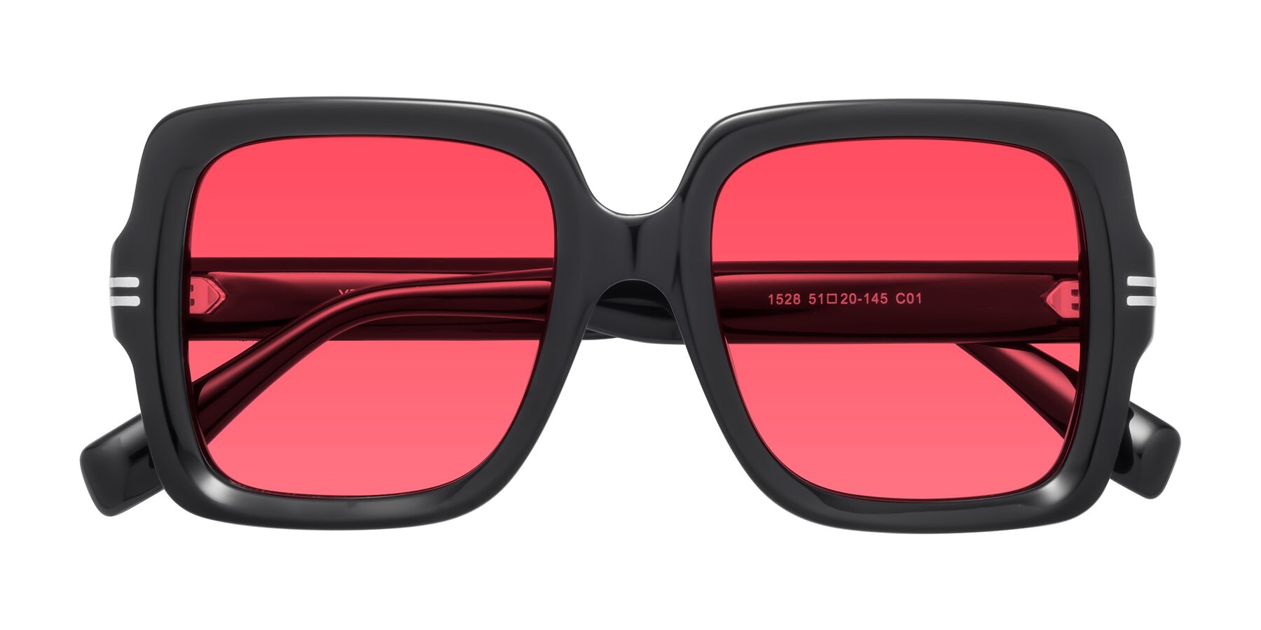 Folded Front of 1528 in Black with Red Tinted Lenses