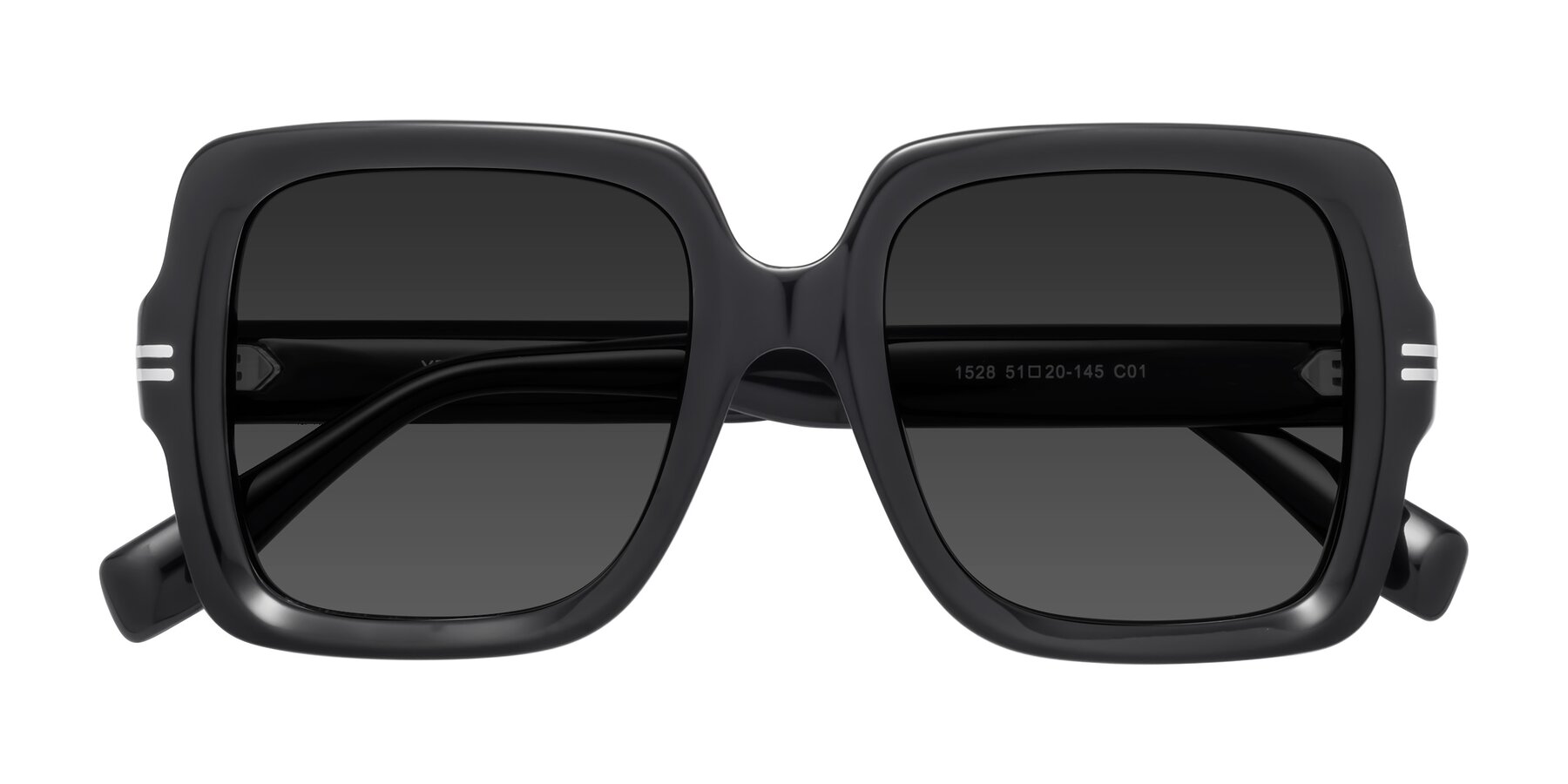 Folded Front of 1528 in Black with Gray Tinted Lenses