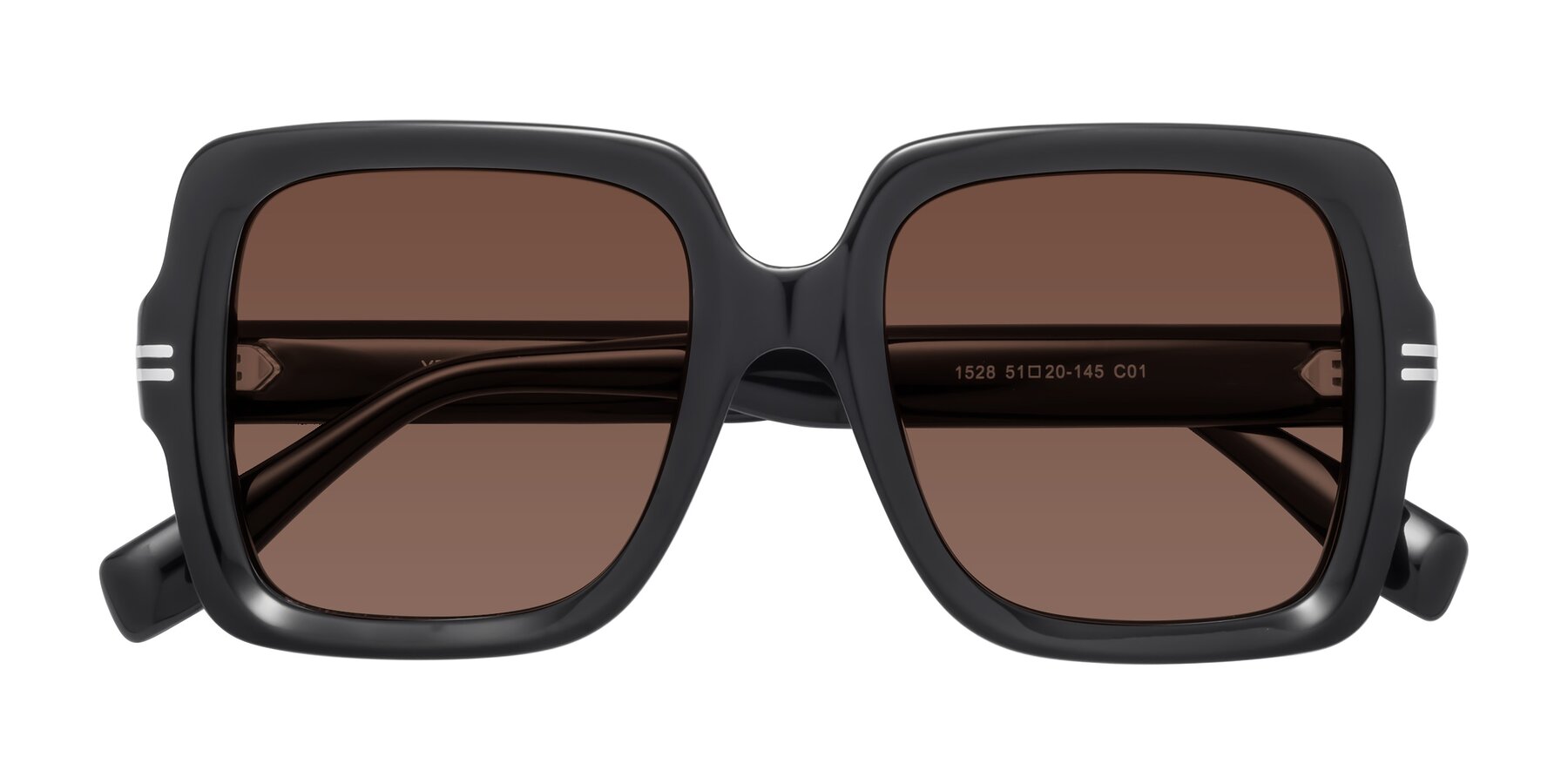 Folded Front of 1528 in Black with Brown Tinted Lenses