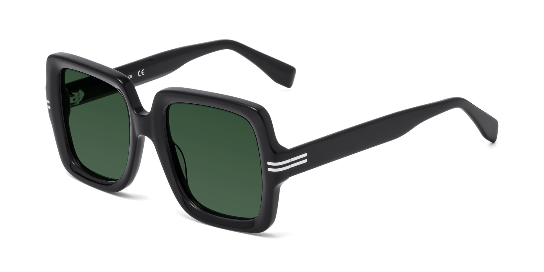 Angle of 1528 in Black with Green Tinted Lenses