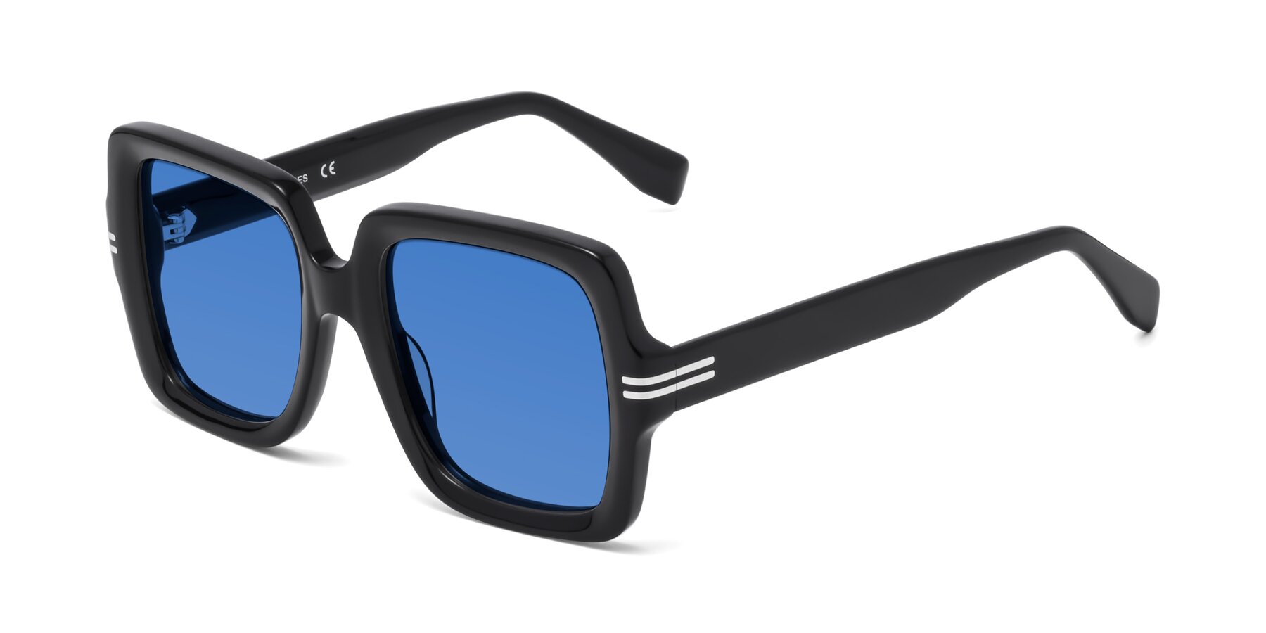 Angle of 1528 in Black with Blue Tinted Lenses