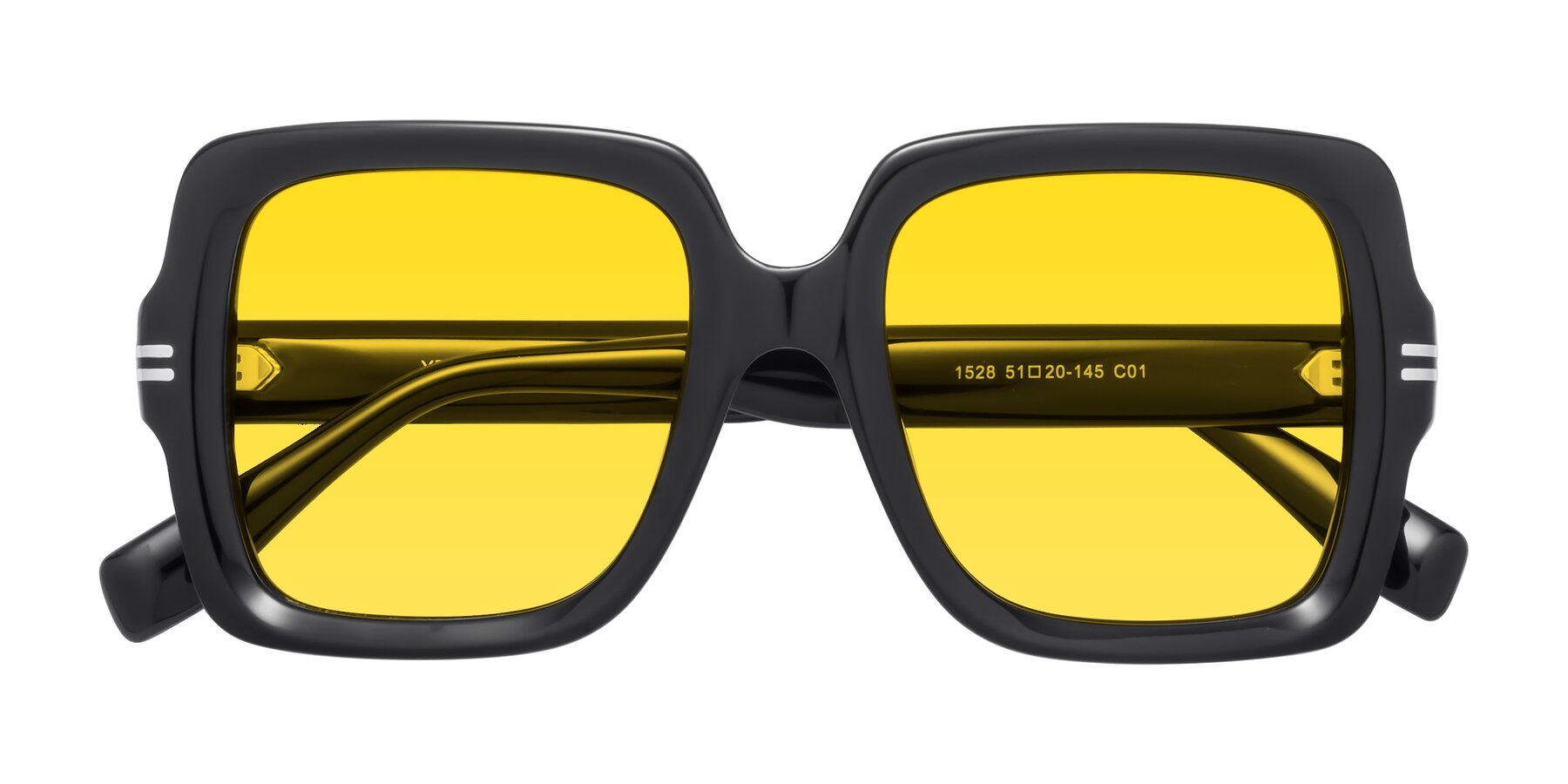 Folded Front of 1528 in Black with Yellow Tinted Lenses