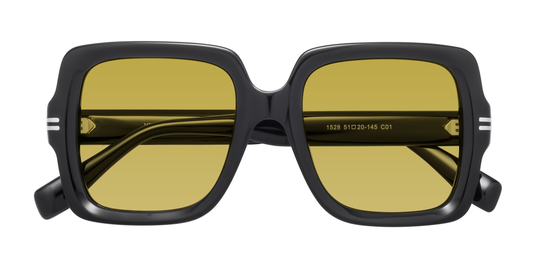 Folded Front of 1528 in Black with Champagne Tinted Lenses