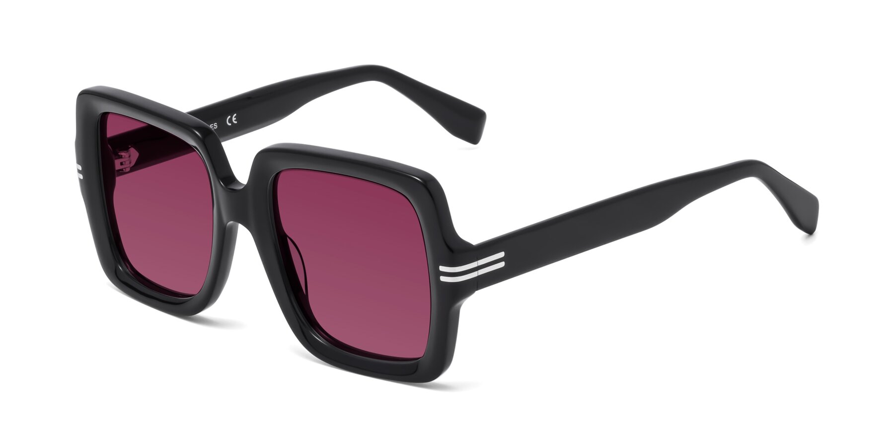 Angle of 1528 in Black with Wine Tinted Lenses