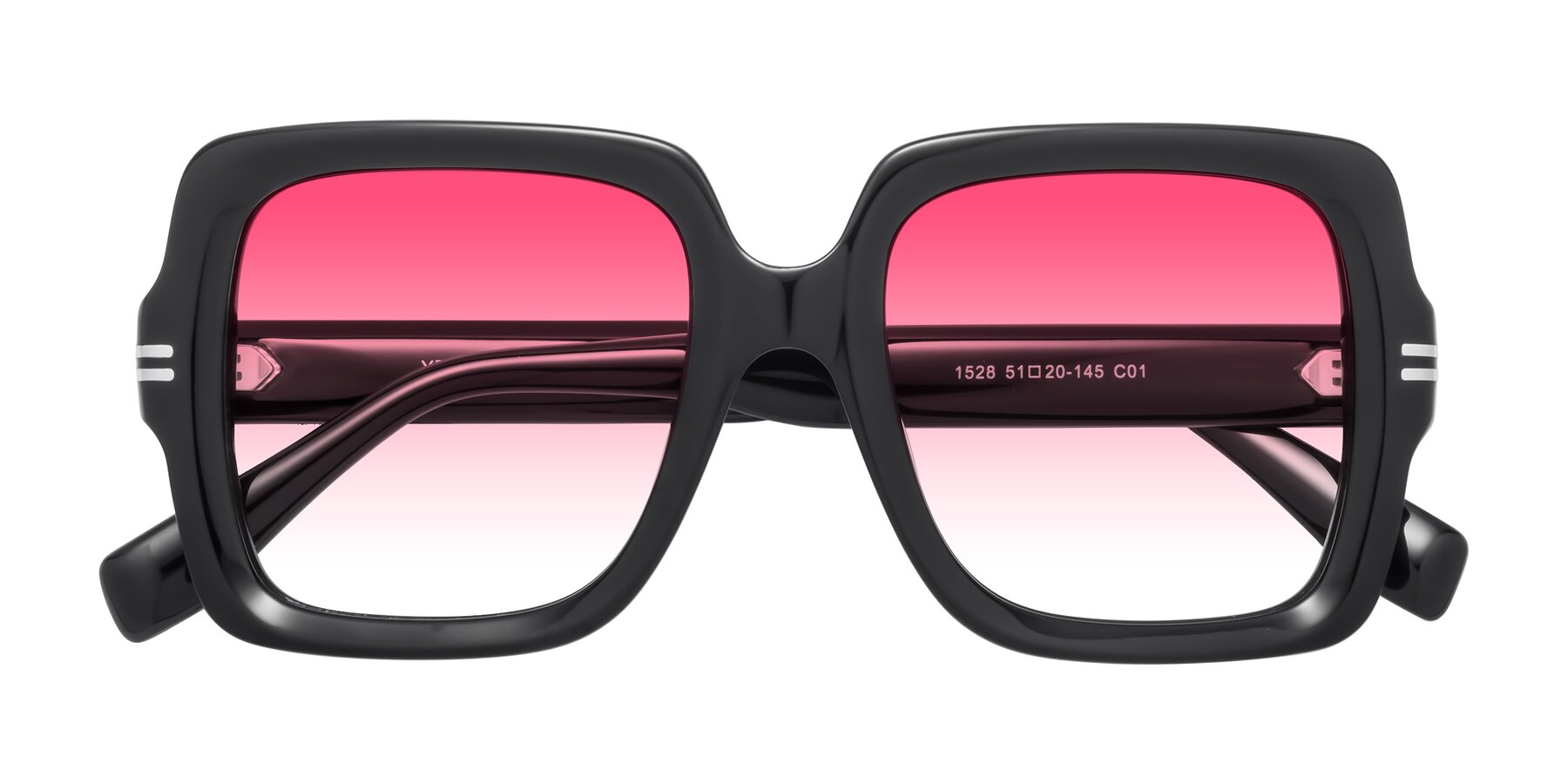 Folded Front of 1528 in Black with Pink Gradient Lenses