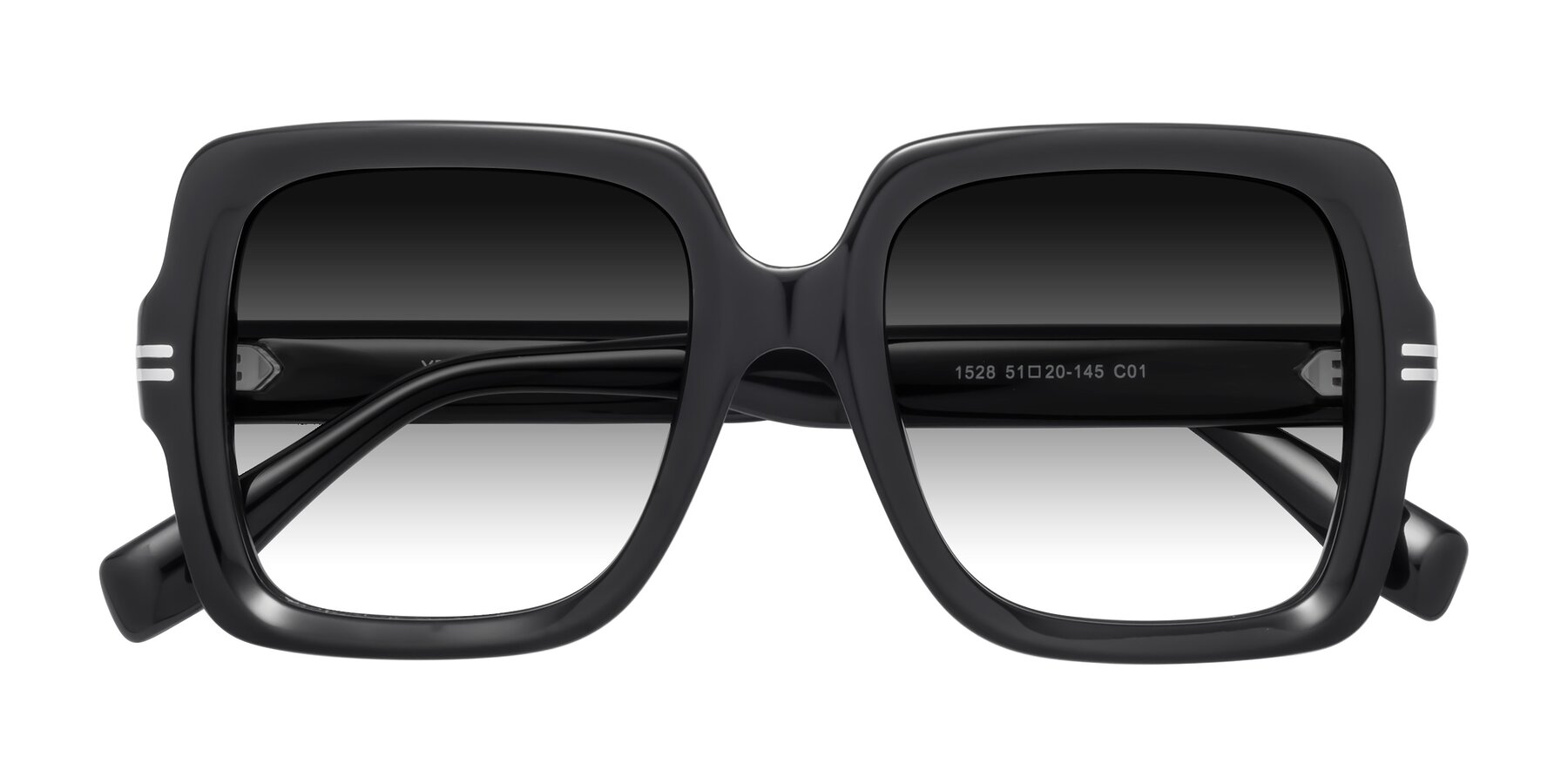 Folded Front of 1528 in Black with Gray Gradient Lenses