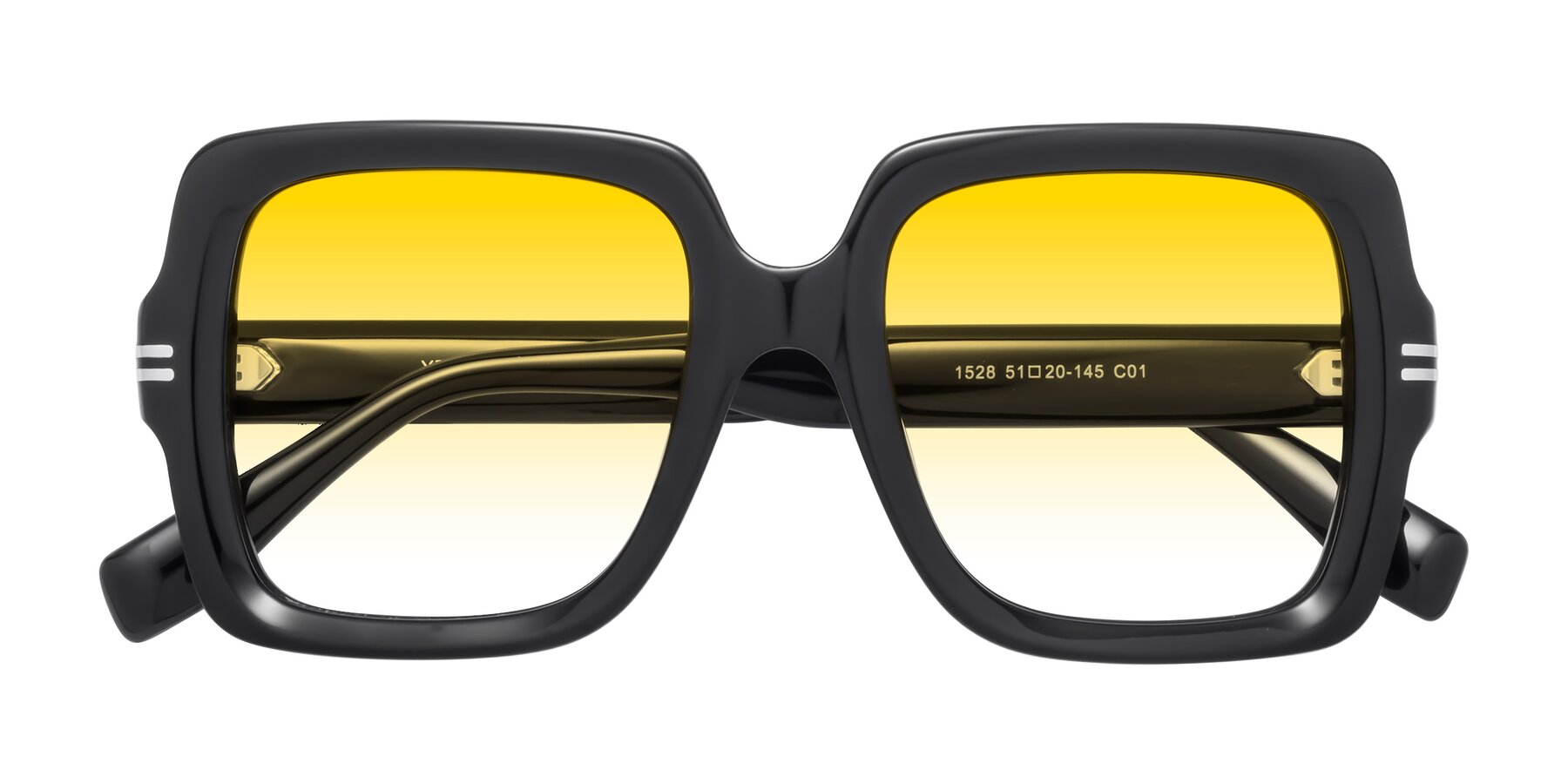 Folded Front of 1528 in Black with Yellow Gradient Lenses