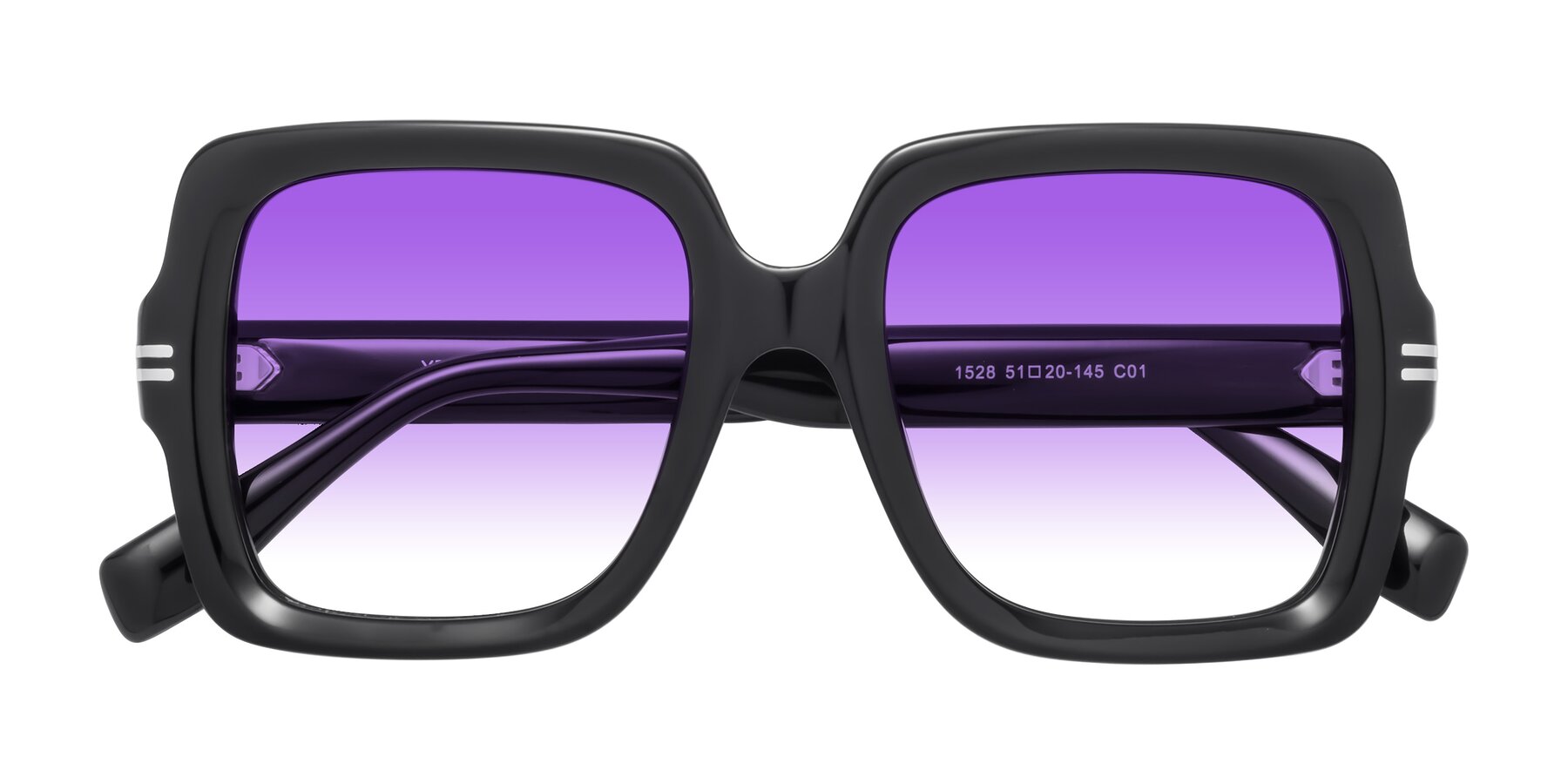 Folded Front of 1528 in Black with Purple Gradient Lenses