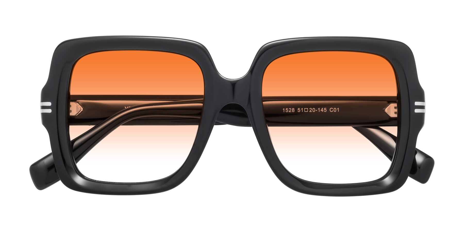 Folded Front of 1528 in Black with Orange Gradient Lenses