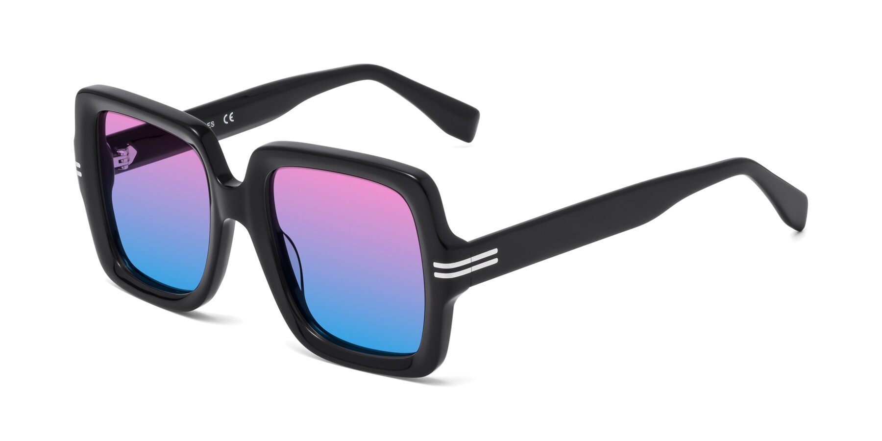 Angle of 1528 in Black with Pink / Blue Gradient Lenses