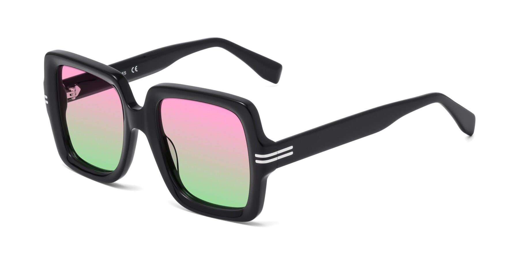 Angle of 1528 in Black with Pink / Green Gradient Lenses
