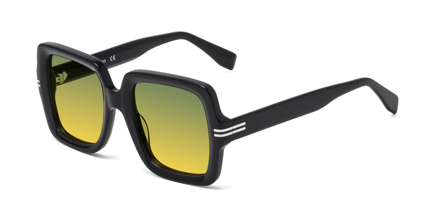 Angle of 1528 in Black with Green / Yellow Gradient Lenses