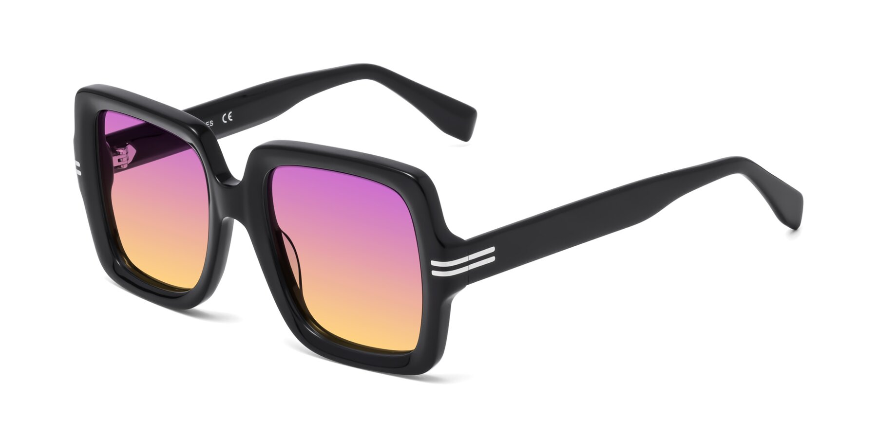 Angle of 1528 in Black with Purple / Yellow Gradient Lenses
