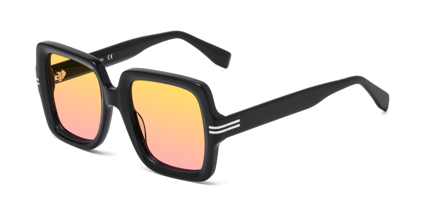 Angle of 1528 in Black with Yellow / Pink Gradient Lenses