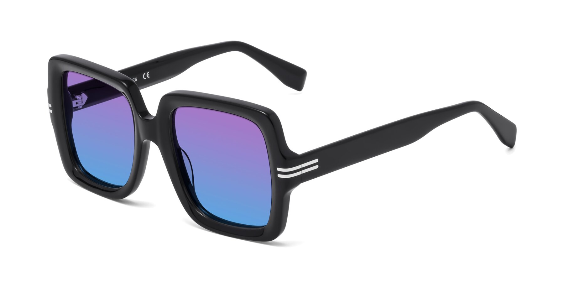 Angle of 1528 in Black with Purple / Blue Gradient Lenses
