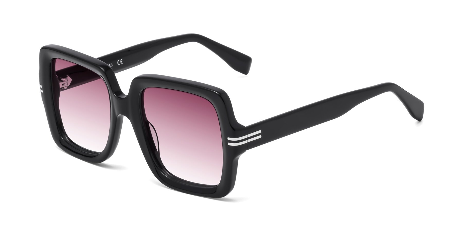 Angle of 1528 in Black with Wine Gradient Lenses