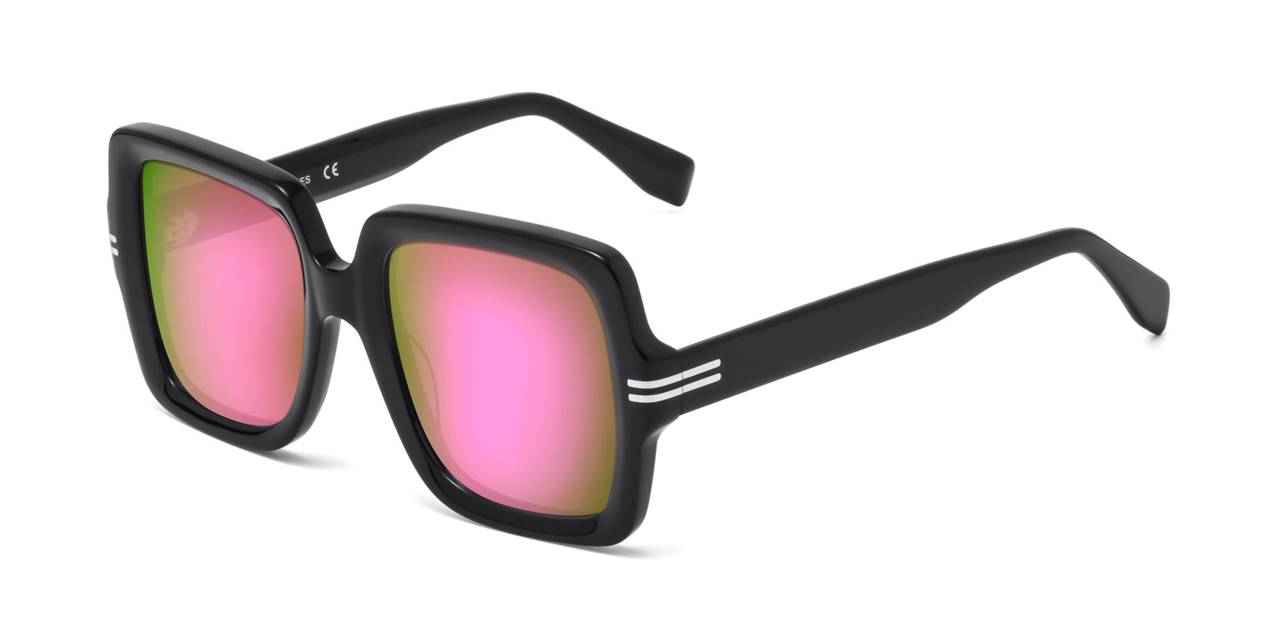 Angle of 1528 in Black with Pink Mirrored Lenses