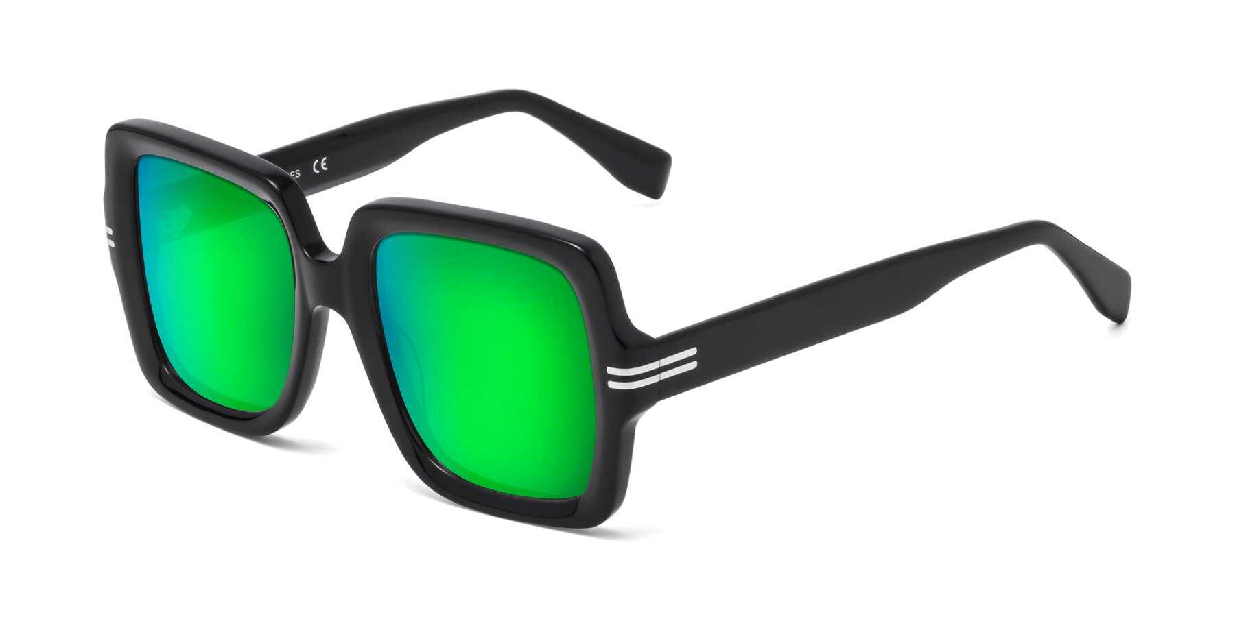 Angle of 1528 in Black with Green Mirrored Lenses