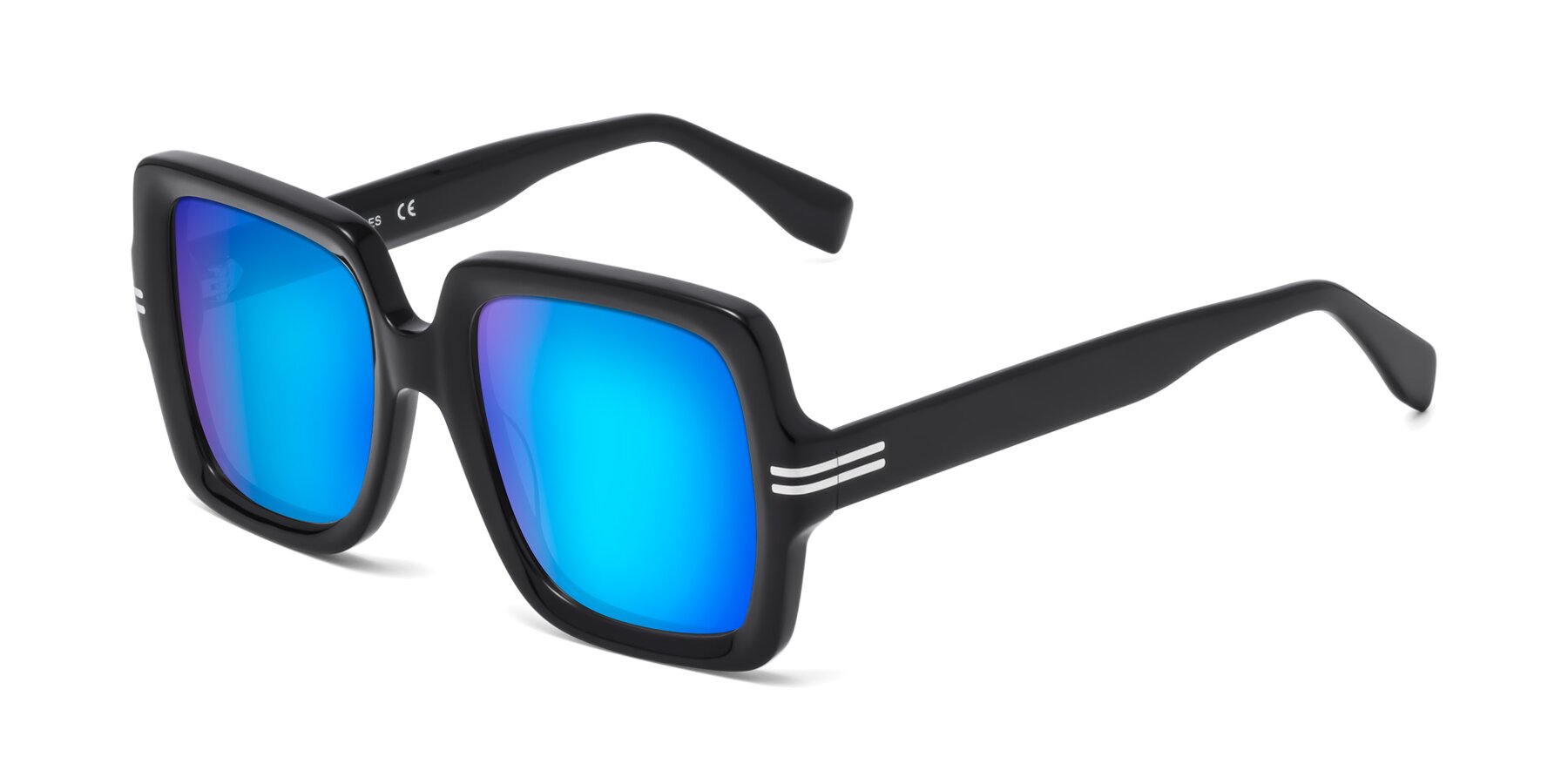 Angle of 1528 in Black with Blue Mirrored Lenses