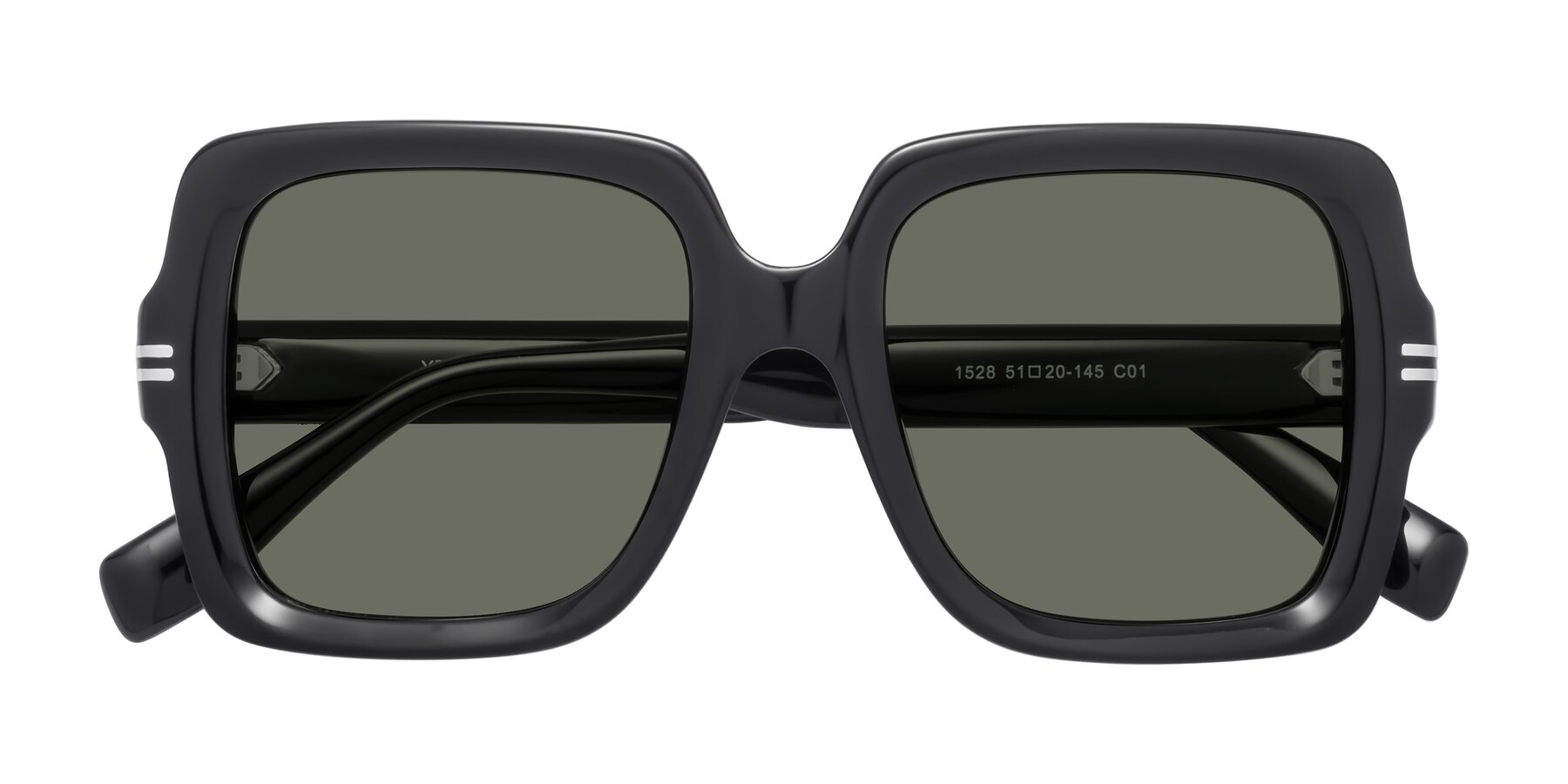 Folded Front of 1528 in Black with Gray Polarized Lenses