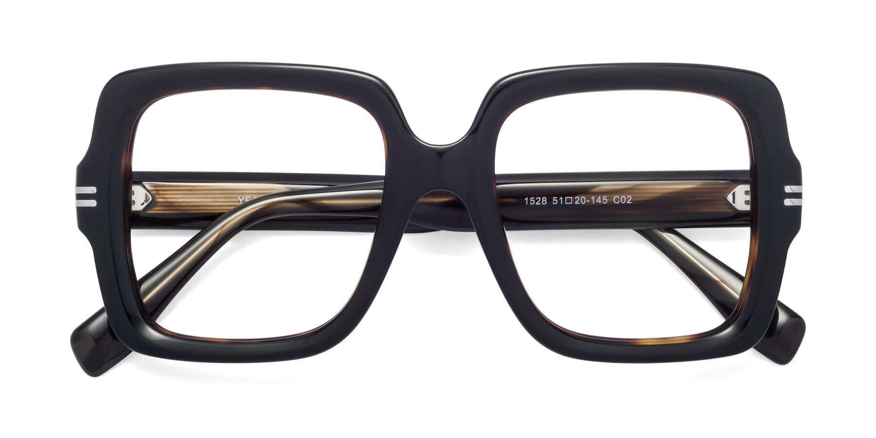 Folded Front of 1528 in Tortoise with Clear Eyeglass Lenses