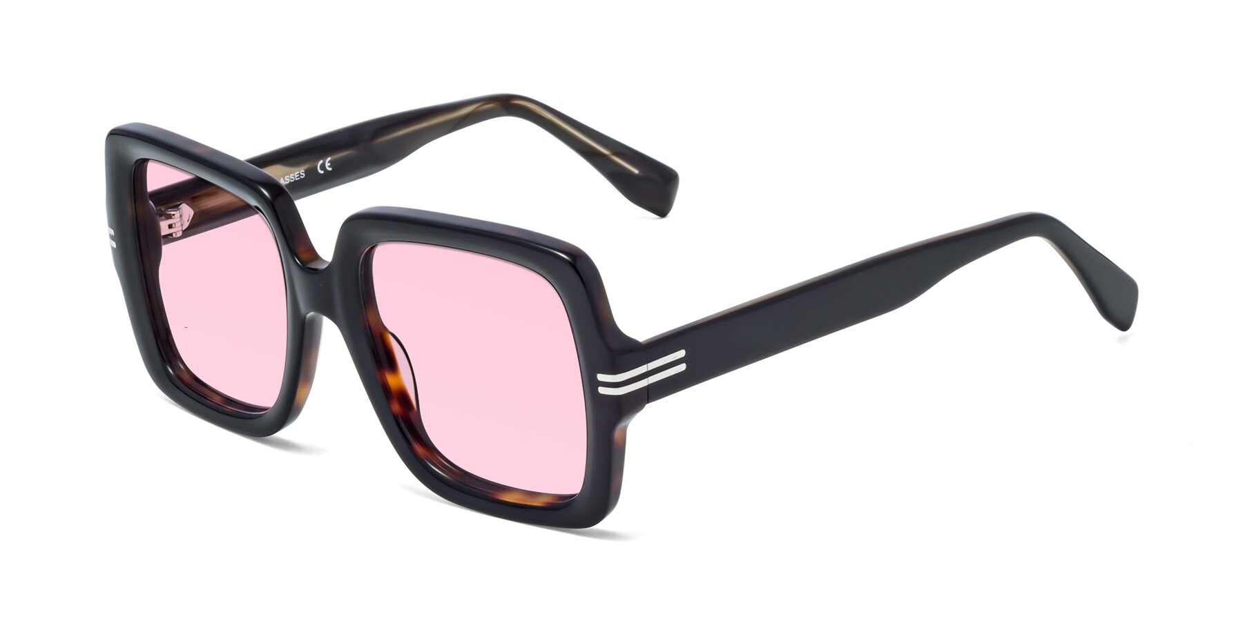 Angle of 1528 in Tortoise with Light Pink Tinted Lenses