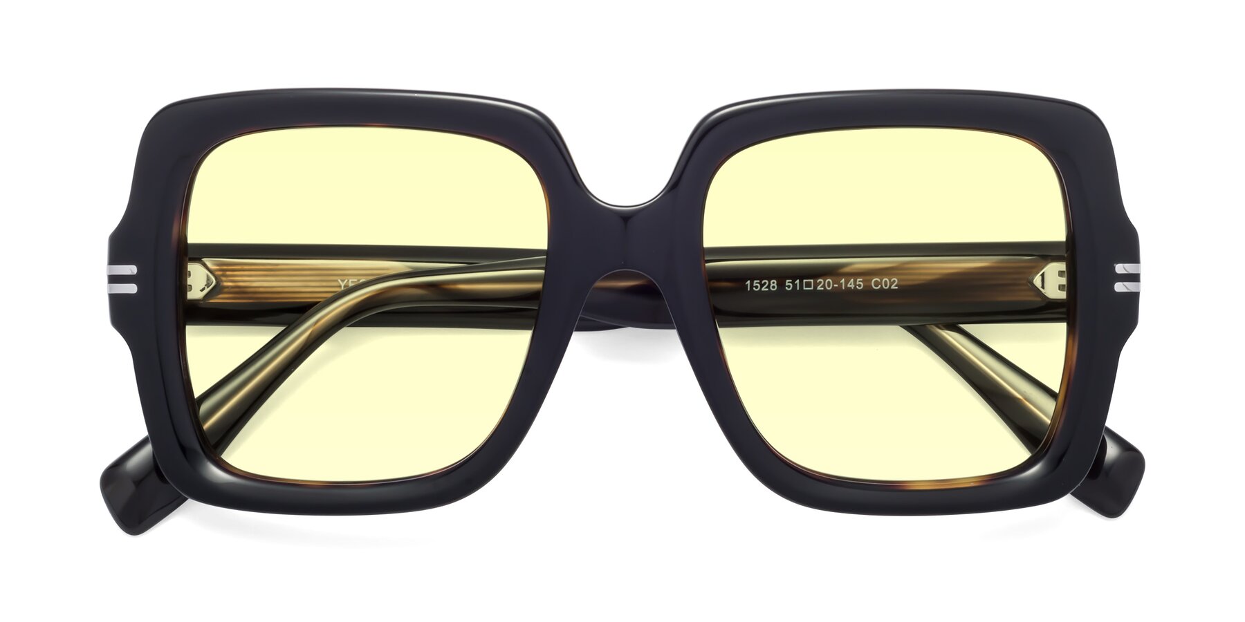 Folded Front of 1528 in Tortoise with Light Yellow Tinted Lenses