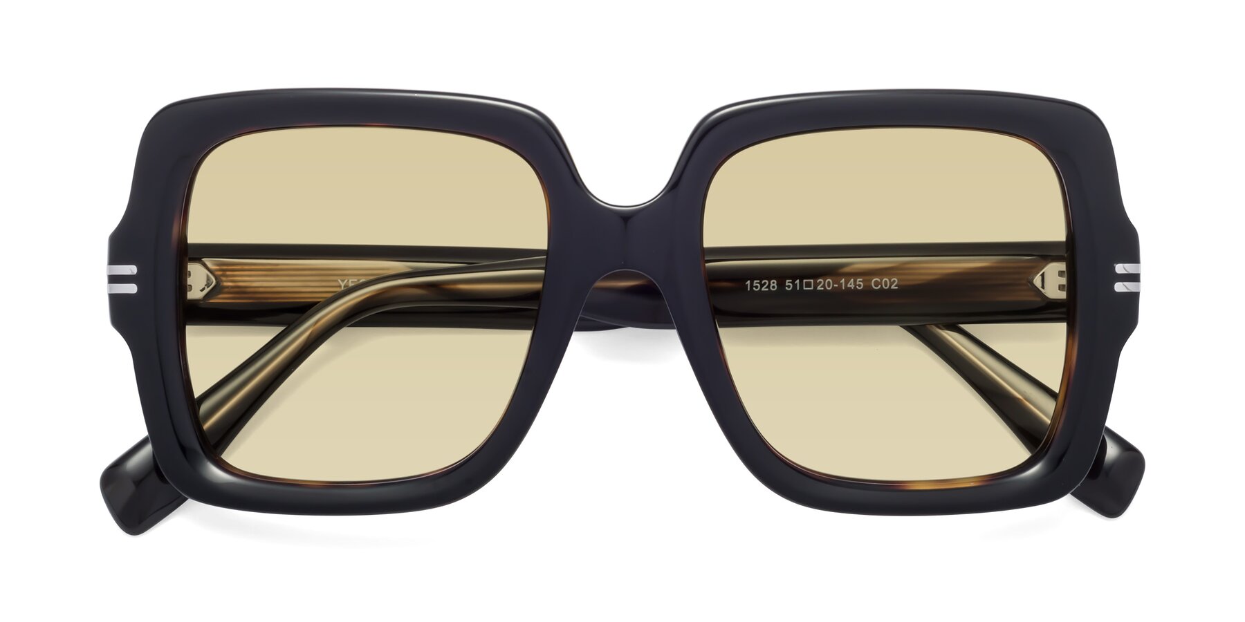Folded Front of 1528 in Tortoise with Light Champagne Tinted Lenses
