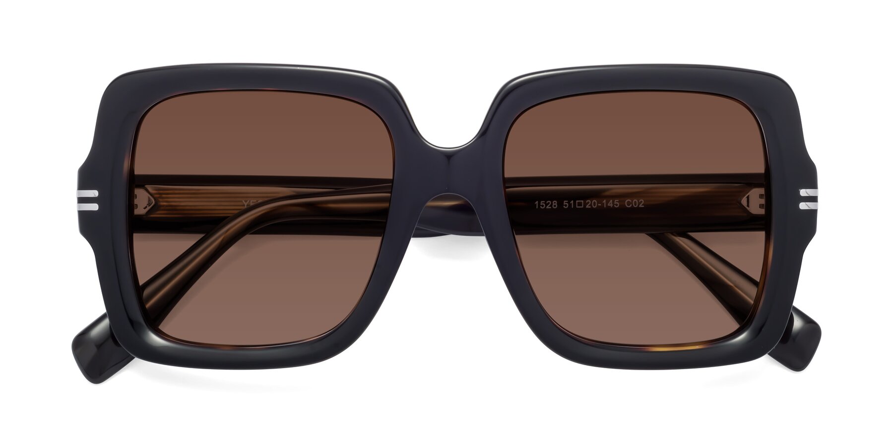 Folded Front of 1528 in Tortoise with Brown Tinted Lenses