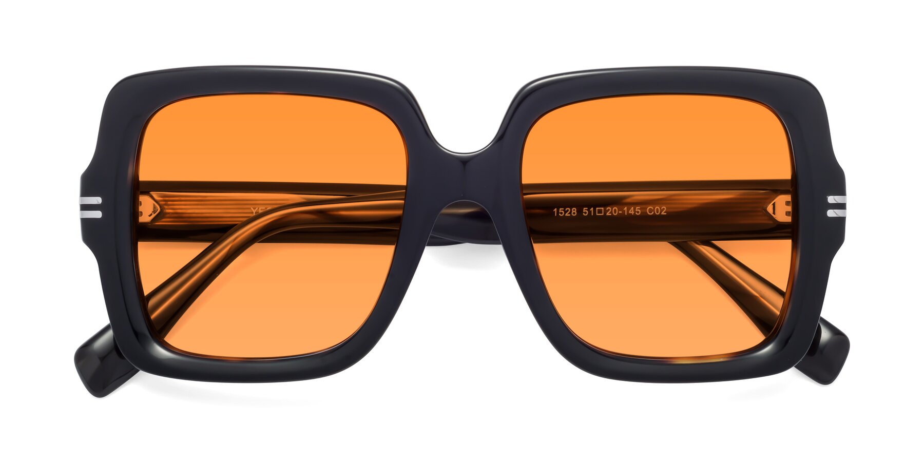 Folded Front of 1528 in Tortoise with Orange Tinted Lenses