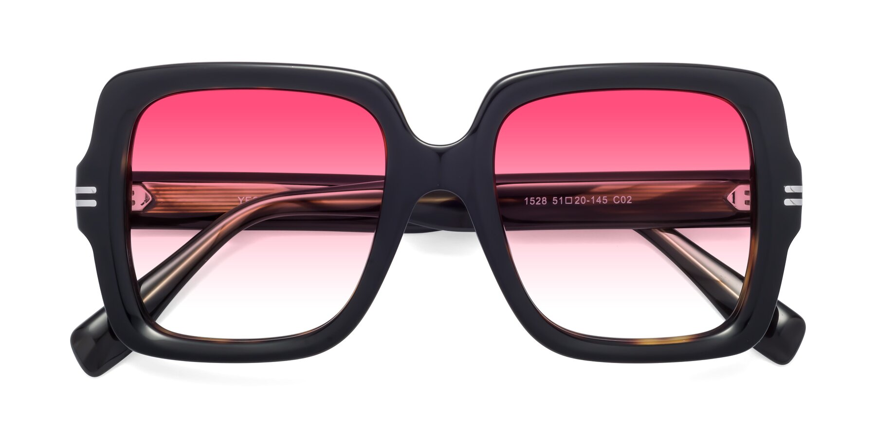 Folded Front of 1528 in Tortoise with Pink Gradient Lenses