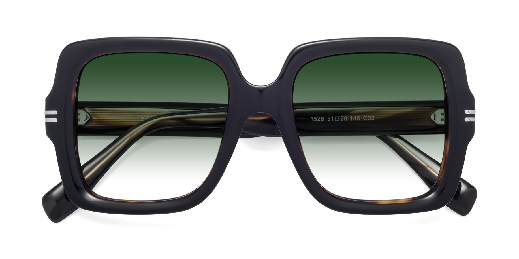 Folded Front of 1528 in Tortoise with Green Gradient Lenses